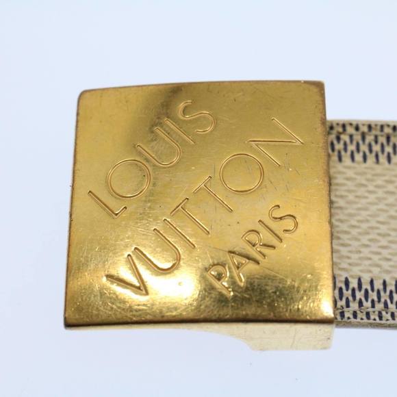 LOUIS VUITTON Damier Azur Ceinture Carre Belt 29.5""-33.5"" M9678 LV Auth 55072 - Picture 6 of 8